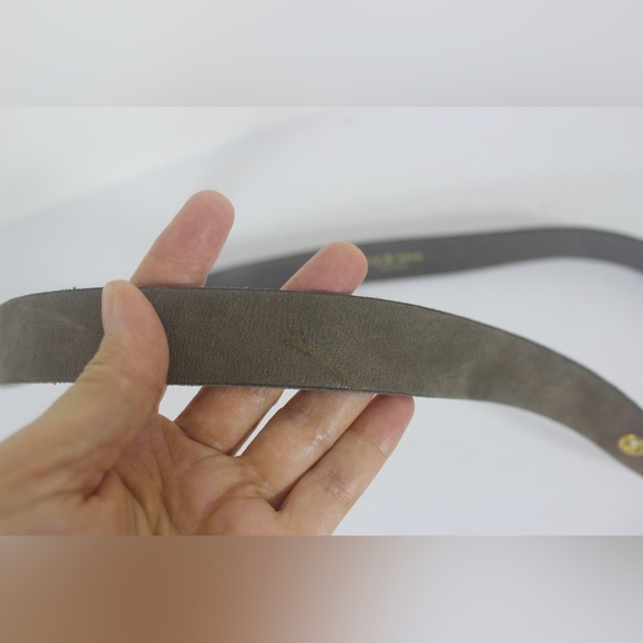 RAG & BONE Gray Brown Sueded Leather Belt with Brass Buckle Grommets 34”-38” - Picture 6 of 9
